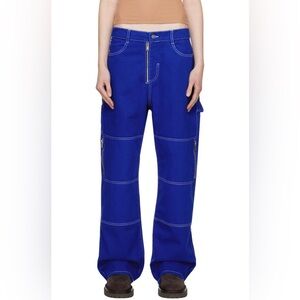 DION LEE denim work pant in blue print size 25 NEW